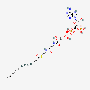 molecular formula C37H60N7O17P3S B15352769 S-[2-[3-[[(2R)-4-[[[(2R,3S,4R,5R)-5-(6-amino-7,8-dihydropurin-9-yl)-4-hydroxy-3-phosphonooxyoxolan-2-yl]methoxy-hydroxyphosphoryl]oxy-hydroxyphosphoryl]oxy-2-hydroxy-3,3-dimethylbutanoyl]amino]propanoylamino]ethyl] hexadeca-5,7-diynethioate 
