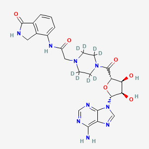 molecular formula C24H27N9O6 B15353093 2-[4-[(2S,3S,4R,5R)-5-(6-aminopurin-9-yl)-3,4-dihydroxyoxolane-2-carbonyl]-2,2,3,3,5,5,6,6-octadeuteriopiperazin-1-yl]-N-(1-oxo-2,3-dihydroisoindol-4-yl)acetamide 