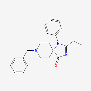 molecular formula C22H25N3O B15353360 8-Benzyl-2-ethyl-1-phenyl-1,3,8-triazaspiro[4.5]dec-2-en-4-one 
