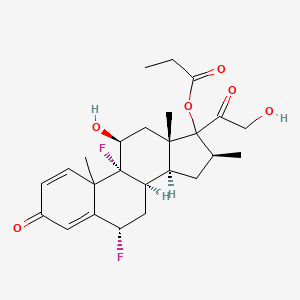 molecular formula C25H32F2O6 B15353414 [(6S,8R,9R,11S,13S,14S,16S)-6,9-difluoro-11-hydroxy-17-(2-hydroxyacetyl)-10,13,16-trimethyl-3-oxo-6,7,8,11,12,14,15,16-octahydrocyclopenta[a]phenanthren-17-yl] propanoate 