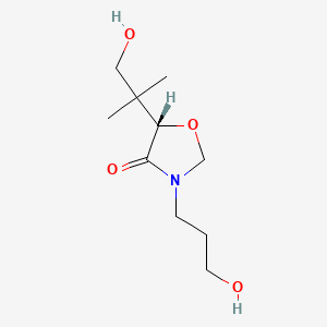 molecular formula C10H19NO4 B15353432 (S)-5-(1-Hydroxy-2-methylpropan-2-yl)-3-(3-hydroxypropyl)oxazolidin-4-one 