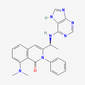 molecular formula C24H23N7O B15353444 (S)-3-(1-((7H-Purin-6-yl)amino)ethyl)-8-(dimethylamino)-2-phenylisoquinolin-1(2H)-one 