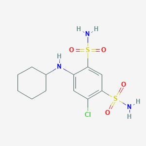 molecular formula C12H18ClN3O4S2 B15353507 4-Chloro-6-(cyclohexylamino)benzene-1,3-disulfonamide 