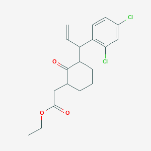 molecular formula C19H22Cl2O3 B15354356 Ethyl 2-[3-[1-(2,4-dichlorophenyl)prop-2-enyl]-2-oxocyclohexyl]acetate 