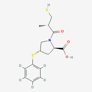 molecular formula C15H19NO3S2 B15354580 (2R,4S)-1-[(2S)-2-methyl-3-sulfanylpropanoyl]-4-(2,3,4,5,6-pentadeuteriophenyl)sulfanylpyrrolidine-2-carboxylic acid 