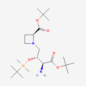 molecular formula C22H44N2O5Si B15354619 (S)-tert-Butyl 1-((2S,3S)-3-Amino-4-(tert-butoxy)-2-((tert-butyldimethylsilyl)oxy)-4-oxobutyl)azetidine-2-carboxylate 
