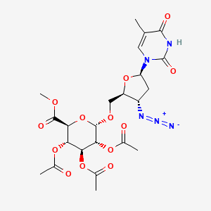 molecular formula C23H29N5O13 B15355307 methyl (2S,3S,4S,5R,6S)-3,4,5-triacetyloxy-6-[[(2S,3S,5R)-3-azido-5-(5-methyl-2,4-dioxopyrimidin-1-yl)oxolan-2-yl]methoxy]oxane-2-carboxylate 