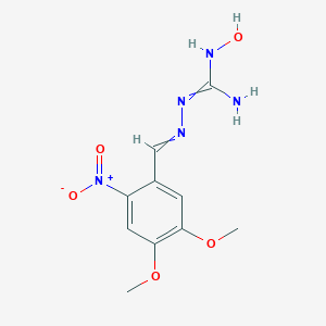 molecular formula C10H13N5O5 B153555 N1-Hydroxy-N3[(3,4-dimethoxy-6-nitrobenzylidene)amino]guanidine CAS No. 139613-38-0