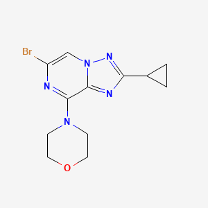 molecular formula C12H14BrN5O B15355748 4-(6-Bromo-2-cyclopropyl-[1,2,4]triazolo[1,5-a]pyrazin-8-yl)morpholine 