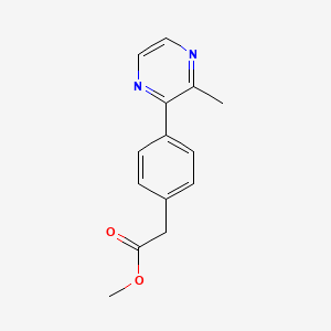 molecular formula C14H14N2O2 B15356111 Methyl 2-(4-(3-methylpyrazin-2-yl)phenyl)acetate 