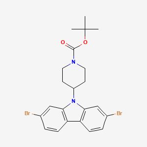 molecular formula C22H24Br2N2O2 B15356375 Tert-butyl 4-(2,7-dibromocarbazol-9-yl)piperidine-1-carboxylate 