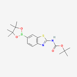 molecular formula C18H25BN2O4S B15356550 tert-butyl N-[6-(4,4,5,5-tetramethyl-1,3,2-dioxaborolan-2-yl)-1,3-benzothiazol-2-yl]carbamate 