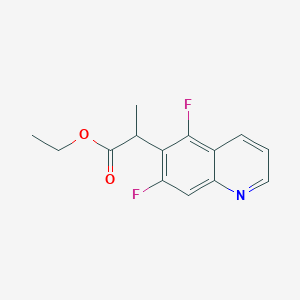 molecular formula C14H13F2NO2 B15356628 Ethyl 2-(5,7-difluoroquinolin-6-yl)propanoate 