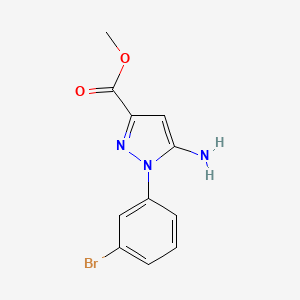 molecular formula C11H10BrN3O2 B15356699 Methyl 5-amino-1-(3-bromophenyl)pyrazole-3-carboxylate 
