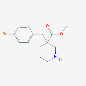 molecular formula C15H20BrNO2 B15356759 Ethyl 3-[(4-bromophenyl)methyl]piperidine-3-carboxylate 