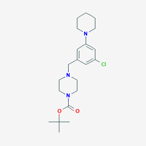 molecular formula C21H32ClN3O2 B15357077 Tert-butyl 4-(3-chloro-5-(piperidin-1-yl)benzyl)piperazine-1-carboxylate 