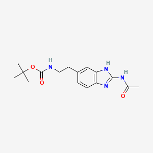 molecular formula C16H22N4O3 B15357536 tert-butyl N-[2-(2-acetamido-3H-benzimidazol-5-yl)ethyl]carbamate 