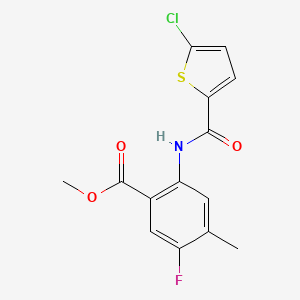 molecular formula C14H11ClFNO3S B15358299 Methyl 2-[(5-chlorothiophene-2-carbonyl)amino]-5-fluoro-4-methylbenzoate 