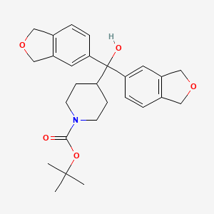 molecular formula C27H33NO5 B15358577 Tert-butyl 4-[bis(1,3-dihydro-2-benzofuran-5-yl)-hydroxymethyl]piperidine-1-carboxylate 