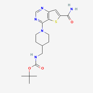 molecular formula C18H25N5O3S B15358826 tert-butyl N-[[1-(6-carbamoylthieno[3,2-d]pyrimidin-4-yl)piperidin-4-yl]methyl]carbamate 