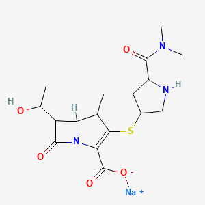 molecular formula C17H24N3NaO5S B15358919 Sodium;3-[5-(dimethylcarbamoyl)pyrrolidin-3-yl]sulfanyl-6-(1-hydroxyethyl)-4-methyl-7-oxo-1-azabicyclo[3.2.0]hept-2-ene-2-carboxylate 