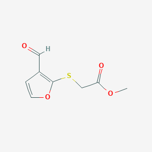 molecular formula C8H8O4S B15359435 Methyl 2-(3-formylfuran-2-yl)sulfanylacetate 