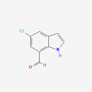 molecular formula C9H6ClNO B15359837 5-chloro-1H-indole-7-carbaldehyde 