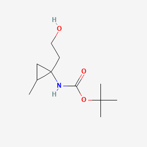 molecular formula C11H21NO3 B15360286 Tert-butyl N-[1-(2-hydroxyethyl)-2-methyl-cyclopropyl]carbamate 
