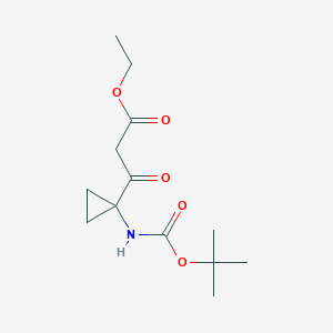 molecular formula C13H21NO5 B15361148 Ethyl 3-(1-((tert-butoxycarbonyl)amino)cyclopropyl)-3-oxopropanoate 
