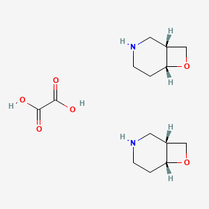 molecular formula C14H24N2O6 B15361437 cis-7-Oxa-3-azabicyclo[4.2.0]octane;hemi(oxalic acid) 