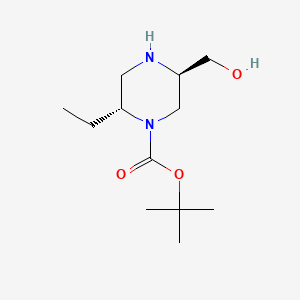 molecular formula C12H24N2O3 B15361966 Tert-butyl (2R,5R)-2-ethyl-5-(hydroxymethyl)piperazine-1-carboxylate 