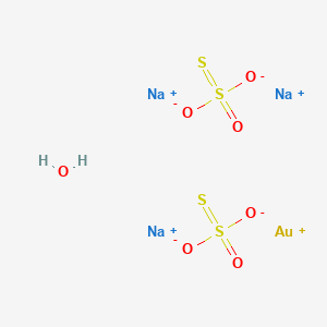 molecular formula AuH2Na3O7S4 B15362011 Trisodium;dioxido-oxo-sulfanylidene-lambda6-sulfane;gold(1+);hydrate 