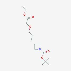molecular formula C15H27NO5 B15362066 Tert-butyl 3-(3-(2-ethoxy-2-oxoethoxy)propyl)azetidine-1-carboxylate 
