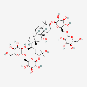 molecular formula C54H92O24 B15362236 (2R,3S,4S,5R,6R)-2-(hydroxymethyl)-6-[[(2R,3S,4S,5R,6R)-3,4,5-trihydroxy-6-[[(3S,8R,9R,10R,11R,13R,14S,17R)-11-hydroxy-17-[(2R,5R)-6-hydroxy-6-methyl-5-[(2S,3R,4S,5S,6R)-3,4,5-trihydroxy-6-[[(2R,3R,4S,5S,6R)-3,4,5-trihydroxy-6-(hydroxymethyl)oxan-2-yl]oxymethyl]oxan-2-yl]oxyheptan-2-yl]-4,4,9,13,14-pentamethyl-2,3,7,8,10,11,12,15,16,17-decahydro-1H-cyclopenta[a]phenanthren-3-yl]oxy]oxan-2-yl]methoxy]oxane-3,4,5-triol 