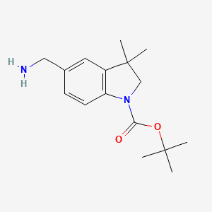 molecular formula C16H24N2O2 B15362265 Tert-butyl 5-(aminomethyl)-3,3-dimethylindoline-1-carboxylate 