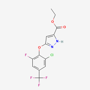 molecular formula C13H9ClF4N2O3 B15362360 ethyl 3-[2-chloro-6-fluoro-4-(trifluoromethyl)phenoxy]-1H-pyrazole-5-carboxylate 