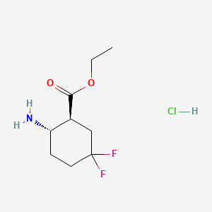 molecular formula C9H16ClF2NO2 B15362362 Ethyl (1S,2S)-2-amino-5,5-difluoro-cyclohexanecarboxylate hydrochloride 