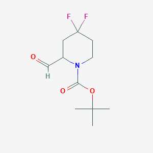 molecular formula C11H17F2NO3 B15362375 Tert-butyl 4,4-difluoro-2-formylpiperidine-1-carboxylate 