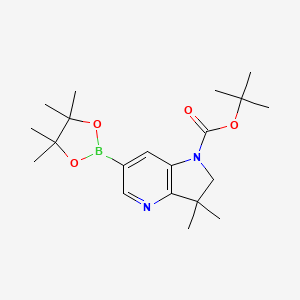molecular formula C20H31BN2O4 B15362479 tert-butyl 3,3-dimethyl-6-(4,4,5,5-tetramethyl-1,3,2-dioxaborolan-2-yl)-2H-pyrrolo[3,2-b]pyridine-1-carboxylate 