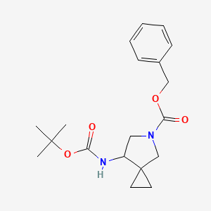 molecular formula C19H26N2O4 B15362703 Benzyl 7-((tert-butoxycarbonyl)amino)-5-azaspiro[2.4]heptane-5-carboxylate 