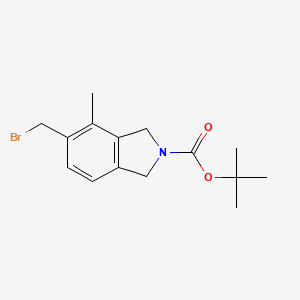 molecular formula C15H20BrNO2 B15362778 Tert-butyl 5-(bromomethyl)-4-methyl-1,3-dihydroisoindole-2-carboxylate 