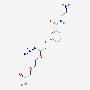molecular formula C15H21N5O6 B15362878 2-(2-(2-(3-((2-Aminoethyl)carbamoyl)phenoxy)-1-azidoethoxy)ethoxy)acetic acid 