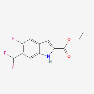 molecular formula C12H10F3NO2 B15363055 Ethyl 6-(difluoromethyl)-5-fluoro-1H-indole-2-carboxylate 