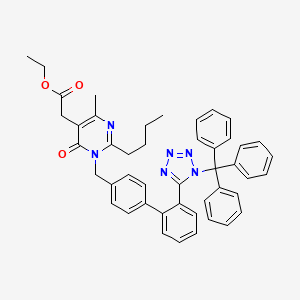 molecular formula C46H44N6O3 B15363080 ethyl 2-(2-butyl-4-Methyl-6-oxo-1-((2'-(1-trityl-1H-tetrazol-5-yl)-[1,1'-biphenyl]-4-yl)Methyl)-1,6-dihydropyrimidin-5-yl)acetate 