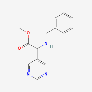 molecular formula C14H15N3O2 B15363158 Methyl 2-(benzylamino)-2-pyrimidin-5-YL-acetate 