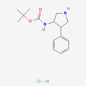 molecular formula C15H23ClN2O2 B15363202 tert-butyl N-[(3R,4S)-4-phenylpyrrolidin-3-yl]carbamate;hydrochloride 