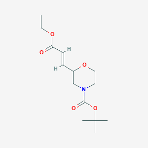 molecular formula C14H23NO5 B15363297 Tert-butyl (E)-2-(3-ethoxy-3-oxoprop-1-EN-1-YL)morpholine-4-carboxylate 