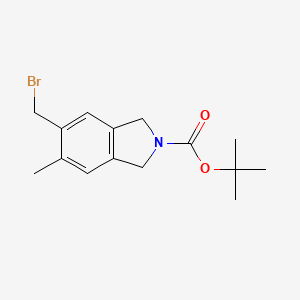 molecular formula C15H20BrNO2 B15363356 Tert-butyl 5-(bromomethyl)-6-methyl-1,3-dihydroisoindole-2-carboxylate 