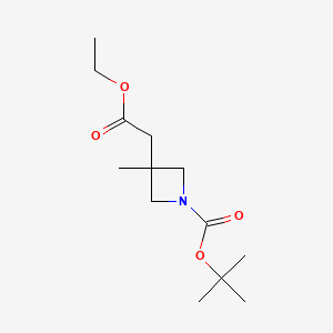 molecular formula C13H23NO4 B15363366 Tert-butyl 3-(2-ethoxy-2-oxo-ethyl)-3-methyl-azetidine-1-carboxylate 