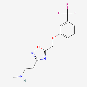 molecular formula C13H14F3N3O2 B15363608 Methyl[2-(5-{[3-(trifluoromethyl)phenoxy]methyl}-1,2,4-oxadiazol-3-yl)ethyl]amine hydrochloride 